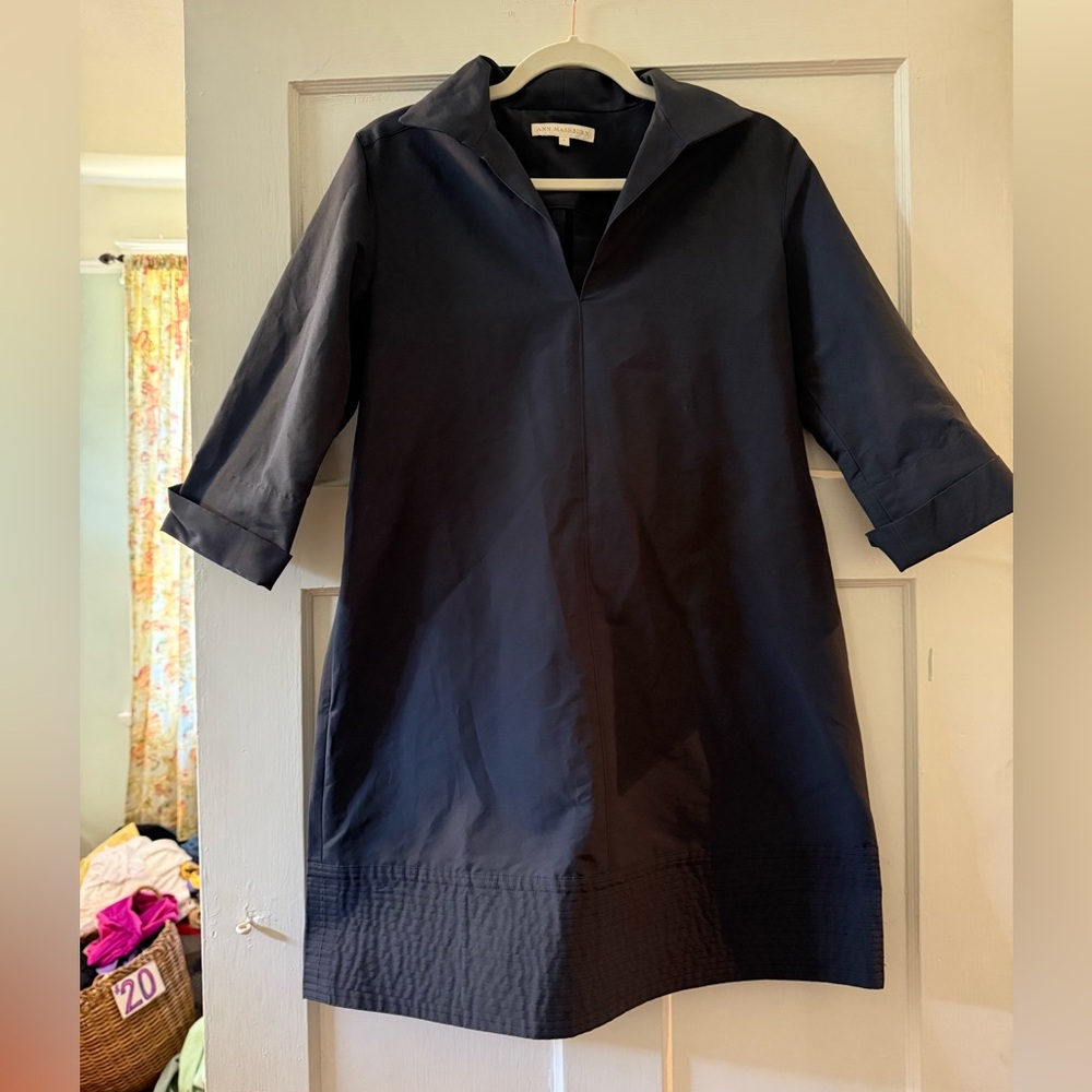 Ann Mashburn pop over Navy Blue Dress